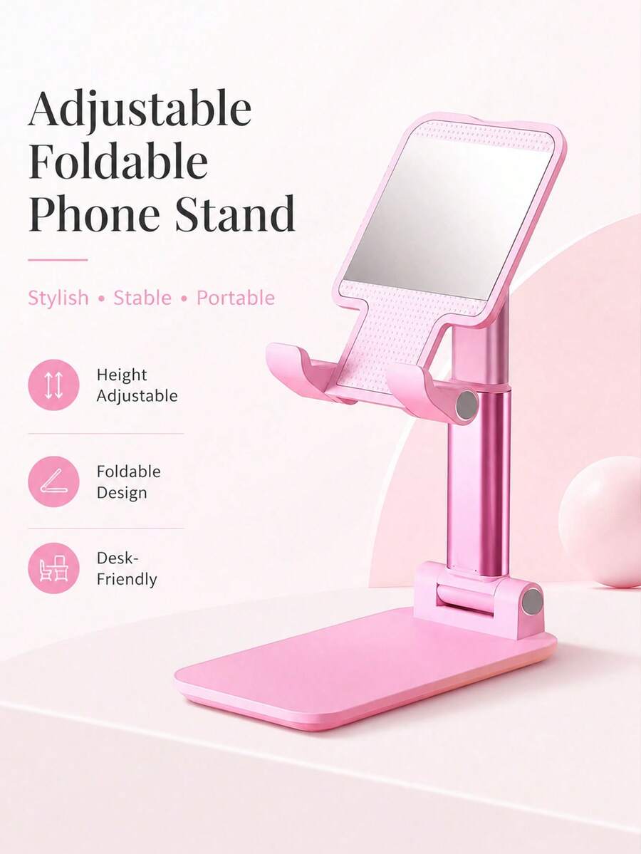 1pc Fully Adjustable Desktop Phone Stand - Dual Folding Design, Universal Fit For All Phone Models, Stable Desktop Stand, Suitable For Personal Use And Gifts, Adjustable Phone And Tablet Stand Combo - Support - View 1