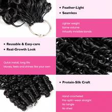 18 Inch 50g Pre-Separated Feather Crochet Braids Natural Black Wet Wavy Invisible Crochet Hair Bundle Set - Black - View 4