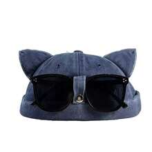 1pc Women's Solid Color Washed Cat Ear Design Bucket Hat With Sunglasses Storage Clip, Fashion Casual Hat For Spring/Summer Travel, Beach, Party - Multicolor - View 6