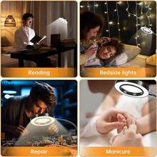 LED USB 5X Magnifying Desk Lamp With Clamp, 48 LED Desk Lamp With 3 Color Modes 10 Brightness, 360 ° Flexible Gooseneck Clamp Lamp For Bed Headboard Reading Makeup Eyebrow - white light - View 7