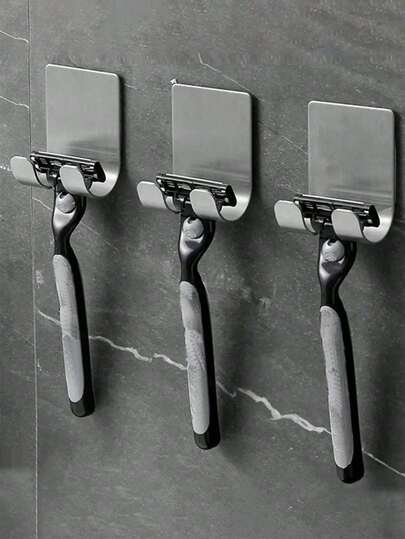 Manual Razor Holder No-Drill Wall Hook Wall-Mounted Bathroom Storage Rack Multi-Function Plug Storage Rack Coated Storage Hook Tidy Storage Suitable For Kitchen And Bathroom Multiple Scenarios