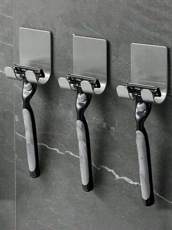 Manual Razor Holder No-Drill Wall Hook Wall-Mounted Bathroom Storage Rack Multi-Function Plug Storage Rack Coated Storage Hook Tidy Storage Suitable For Kitchen And Bathroom Multiple Scenarios