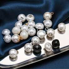 200/100/25pcs 10mm White Pearl Buttons – Round Mushroom Shape Decorative Sewing Buttons For DIY Craft, Clothing & Accessories - A - View 2