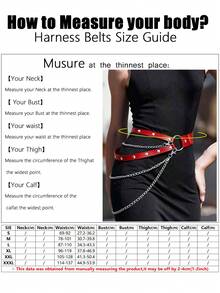 1pc Women's Red Gothic Style Body Waist Belt Performance Costume Accessory, Adjustable Cross Chain One-Piece Waist Belt, Suitable For Daily Wear, Street Style, Runway Events - Red - View 6