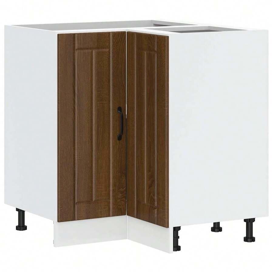 Oak Engineered Wood Corner Cabinet 75.5x75.5x81.5cm Kitchen Furniture Storage Cupboard Wall Mounted Shelf Office Laundry Room Hallway Clutter Dining Room Living Area Home Indoor Organization Pantry Apartment - Brown - View 1