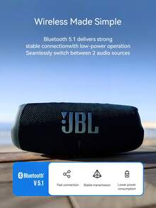 CHARGE 5 Portable Bluetooth Speaker IP67 Waterproof Power Bank Function USB Charging Output 20 Hours Playtime JBL Partyboost Suitable For Pool Party Outdoor Camping - Gray (New) - View 11