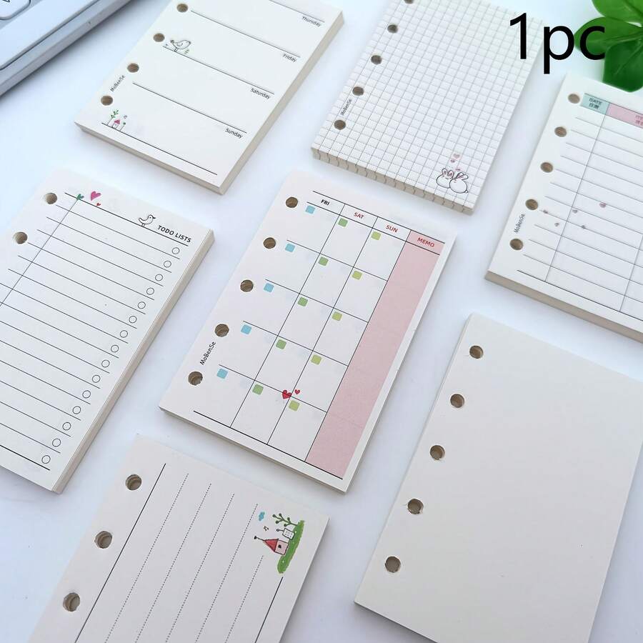 1pc 5-Hole M5 A8 Loose-Leaf Paper/Notebook Refill, 50 Sheets/Pack, Suitable For Notebook Recording, Travel Notebook, Blank Grid To-Do List Notebook Pages, Planner Refill, Ideal Gift For Back To School Season - one-size - View 1