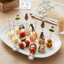 50/100pcs Golf Theme Cocktail Picks, Golf Club Golf Cart Beverage Fruit Appetizer Skewers, Sports Theme Party Decoration - Green - View 3