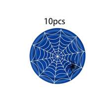10pcs/20pcs/70pcs/71pcs Red Blue Black Spider Web Party Tableware Set, 9/7 Inch Paper Plates, 3.5 Inch Tall Paper Cups, 6.5 Inch Napkins, 42x70 Inch Plastic Tablecloth, Suitable For Birthday, Halloween, Hero Theme Party Decoration - Multicolor - View 8