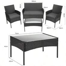 Garden Corner Sofa, Garden Furniture Set, PE Rattan Patio Sofa Set, Garden Entertaining Furniture Lounge Set With Coffee Table - 4pcs-gray - View 9