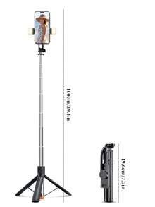 170cm 可選磁吸自拍棒 1m 自拍棒三腳架，附藍牙遙控器，360°旋轉手機支架，便攜可伸縮三腳架，適用於Vlog、旅行、直播、攝影 - 彩色 - 查看 11