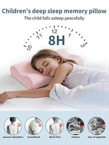 1pc Memory Foam Neck Pillow – Ergonomic Contour Cervical Pillow For Neck & Shoulder Support, Comfortable Sleeping Pillow For Home & Hotel - Baby Pink - View 2