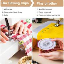 Juego de clips de costura, clips de resorte fuertes de plástico transparente premium a prueba de óxido, clips de fijación de tela sin daños con caja de almacenamiento transparente, clips de acolchado reutilizables, adecuados para sastrería, confección de prendas, bordado, patchwork DIY, manualidades de costura para principiantes - Varios estilos - Ver 8