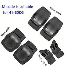 6pcs Black Protective Gear Set For Adults, Skateboard, Inline Skate, Ice Skate, Elbow Pads, Wrist Guards, Cycling Knee Pads, Outdoor Sports Knee Pads, Elbow Pads, Palm Guards - Black - View 8