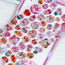 15pcs-Q-Lia 3D Ancient-Style Small Water Droplet Relief Three-Dimensional Crystal Sticker, Cute Glittering Raindrop Character Crystal Glue DIY Decorative Sticker - Multicolor - View 6