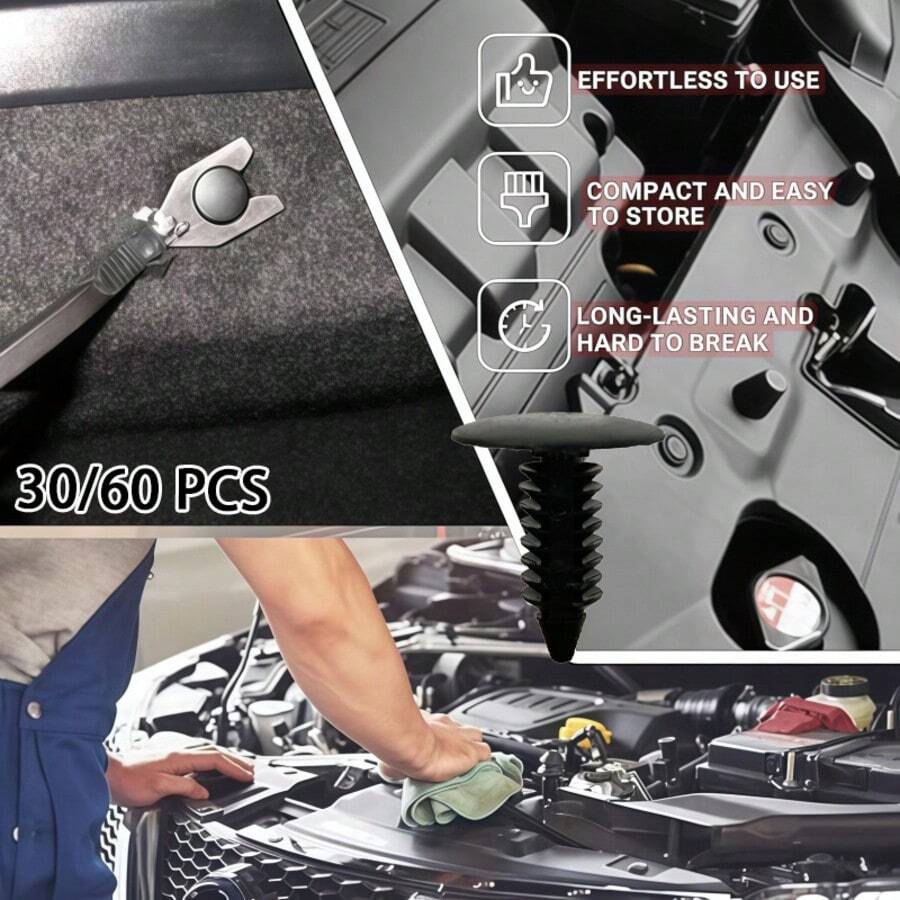 30/60 piezas de clips de sujeción con forma de árbol, material plástico duradero, ajuste y resistente al desprendimiento, cumple con los requisitos de ensamblaje de vehículos - Hebilla con púas en forma de árbol - Ver 1