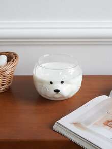 1pc Cute Bichon Frise Glass Bowl, Creative Puppy-Shaped Salad Bowl And Yoghurt Bowl, Suitable For Home Decor And Tableware, Breakfast Yoghurt Bowls And Salad Bowls, Ideal As Gifts And For Festive Decorations - Multicolor - View 5