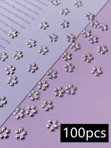 100pcs Metal Rivet Cherry Blossom Style Nail Art Decorations, DIY Metal Floral Nail Art Decor, Japanese Punk Style, Nail Art Supplies, Nail Art Accessories, Y2K Nail Charms - Multicolor - View 6