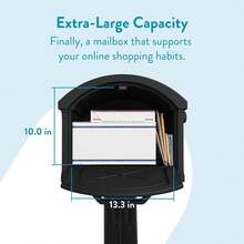 Extra Large Black Plastic Mailbox And Post Kit Durable Weather Resistant Outdoor Mailbox System - A - View 4
