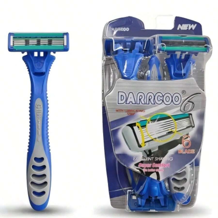 3-Pack Disposable Razors With 6 Blades And Lubricating Strip For Men - View 1