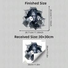 1PC 2D Broken Wall Ghost Bathroom Wall Sticker, Self Adhesive Horror Zombie With Toilet Paper Decal, Halloween Prank Decor For Restroom Tile - 1PC - View 11