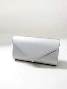 LJDCRFT Chic And Minimalist Envelope Evening Bag With Metal Trim Decoration, A Stylish Accessory For Weddings, Proms, And Parties. - Silver - View 6