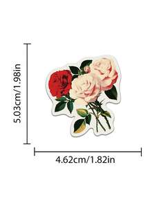 50 peças/Conjunto Adesivos de Flores de Desenho Animado Estética Rosa Retrô, Decalques Decorativos para Laptop, Guitarra, Telefone, Papelaria, Bagagem, Caderno - Multicolorido - Visão 8
