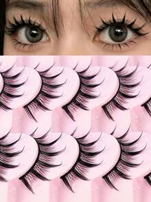 MAANGE 10 Pairs Black Pointed Cartoon Eyelashes/Eyelash Set, 10-12mm, Japanese/Korean Idol Style, Exaggerated False Eyelashes For K-Pop/J-Pop Style Cosplay, Black Cartoon Style Fairy Eyelashes, Dry, Thin Lower Lashes, Suitable For Beginners Daily Use - Spiky Manga Lashes - View 13