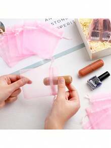 5/10/20/50/100pcs Multi-Color Gauze Bags, Gift Packaging Bags, Gift Bags, Home Daily Necessities, Nylon Storage Bags, Holiday Party Supplies, Wedding Supplies, Gift Decoration Packaging, Small Packaging Bags, Jewelry Accessories Packaging, Gift Hanging Bags, Birthday Gift Jewelry Drawstring Bags - Pink - View 1