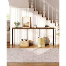 100cm Mesa Recibidor Entrada con Tomacorrientes y Puertos USB,Consola de Entrada,Muebles Consola para Sala,Bufets, Vitrinas y Credenzas,Mesa de Sofá,Barra de Café - Beis - Ver 5