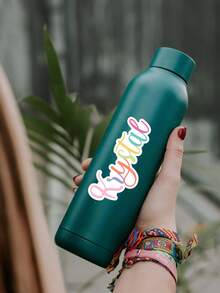 客製化玻璃杯姓名貼紙，手寫風格可自訂文字，防水自黏式婚禮伴手禮裝飾貼紙，個性化客製杯貼，彩色手寫風格姓名貼紙，透明玻璃杯/香檳杯防水裝飾貼紙，婚禮伴手禮客製杯貼，可自訂姓名文字 - 彩色 - 查看 4