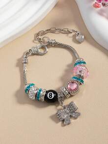 1 pièce Bracelet élégant avec nœud, strass, étoile, chiffre 8, parfait pour le port quotidien ou comme cadeau - Multicolore - Voir 4