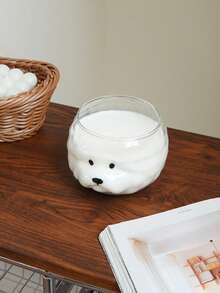 1pc Cute Bichon Frise Glass Bowl, Creative Puppy-Shaped Salad Bowl And Yoghurt Bowl, Suitable For Home Decor And Tableware, Breakfast Yoghurt Bowls And Salad Bowls, Ideal As Gifts And For Festive Decorations - Multicolor - View 2