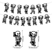 1 Set Cartoon Dancing Skeleton Garland, Halloween Spooky Skeleton Hanging Banner, Trick Or Treat Decoration, Photo Booth Prop, Halloween Backdrop, Party Supplies, Wall Decor, Room Decor, Outdoor Decor, Home Decor, Horror Holiday Party Atmosphere Decoration - A - View 2