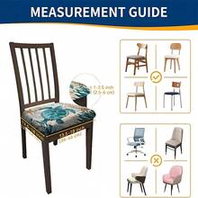 2/4/6pcs Set, Turtle Pattern Printed Milk Silk Seat Cushion Cover, High Elasticity Full Coverage Dining Chair Seat Cushion Protector, Removable Washable Dust-Proof Chair Cover, Suitable For Kitchen Dining Chairs, Restaurant Chairs, Living Room Chairs, Office Chairs And Home Decor - Multicolor - View 11