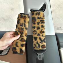 2pcs Personalized Leopard Print Plush Car Seat Belt Shoulder Pads, Anti-Chafe Shoulder Strap Covers, Universal Fit Car Interior - A - View 16