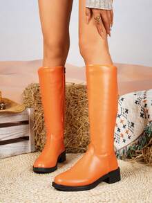 Plus Size Slip-On Boots - Orange - View 7