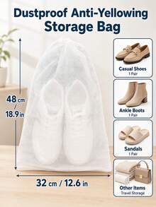 1pc Foldable Zipper Fabric Storage Bag, Large Capacity Organizer Bag With Transparent Window, Suitable For Storing Blankets, Pillows, Also Can Be Used For Holiday, Room, Home, Bedroom Decor. Home Decor. Room Decor. Household - White - View 17