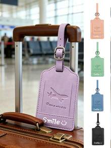 PU Leather Luggage Tag, Business/Vacation/Commute Style, Lightweight, Suitable For Air Travel, Back To School Season, Fashionable Anti-Loss Travel Accessory, Unisex - Multicolor - View 1