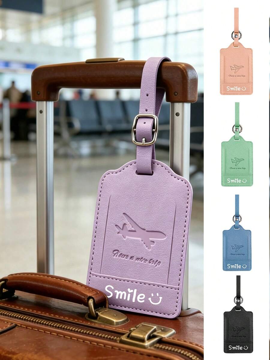 PU Leather Luggage Tag, Business/Vacation/Commute Style, Lightweight, Suitable For Air Travel, Back To School Season, Fashionable Anti-Loss Travel Accessory, Unisex - Multicolor - View 1