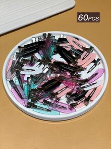 60pcs Women's Multi-Color Oval Hair Clips, Minimalist Versatile Style, Small Hair Clips, Alligator Hair Clip Design, Women's Hair Accessories, Hair Clips, Vacation Accessories, Suitable For Daily Casual And Going Out Wear, Hair Accessories. - Multicolor - View 7