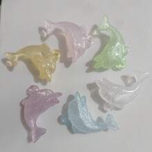 16pcs Macaron Color Glitter Dolphin Acrylic Pendants, Small Hole Dolphin Charms, DIY Earrings Keychain Handmade Jewelry Accessories - Multicolor - View 9