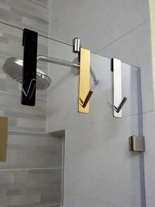 1pc Stainless Steel S-Shaped Shower Towel Bar, Suitable For Glass Doors, Bathroom Bathrobe Hook, Wall-Mounted Coat Rack, Coat Rack, Hanger, Hook, Hanger, Room Decoration, Over-The-Door Coat Rack, Wall-Mounted Hanger, Closet Storage - View 9