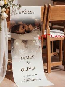 Personalized Wedding Chair Decor, Customizable Photo/Text And Name, Elegant Commemorative Sign, Suitable For Weddings, Baptisms, Durable And Easy To Assemble, Suitable For Parties And Events Chairs And Seats - Multicolor - View 7