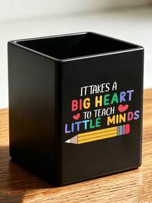 Teacher's Day Main Image Print Multifunctional Storage Box, Teacher's Day Office Essential, Desktop Organization Tool, Desktop Storage Tube, Business A5 Notebook, Office Meeting Notes Simple Notebook, Student Bound Notebook, Large Capacity Desktop Storage Box, Makeup Brush Storage Bucket, Pen Holder, Makeup Brush Holder, Can Hold Makeup Brushes, Pens, Remote Controls, Tableware And Small Items, Suitable For Home, Bathroom, Kitchen, Office, Bedroom, Dorm, Desktop, Living Room Compact Space-Saving Storage Supplies, Holiday, Birthday, Back To School Essential - Multicolor - View 15
