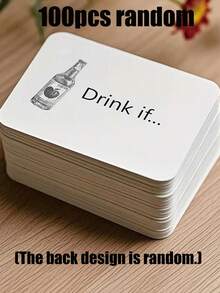 100pcs Beverage Theme Game Cards, Black & White Beer Bottle Design, Portable And Easy To Use, Suitable For Theme Party Favors, Fun Game Cards, Party Gifts, Friend Gathering Interaction Cards And Casual Tabletop Game Props - One Size Fits All - View 9