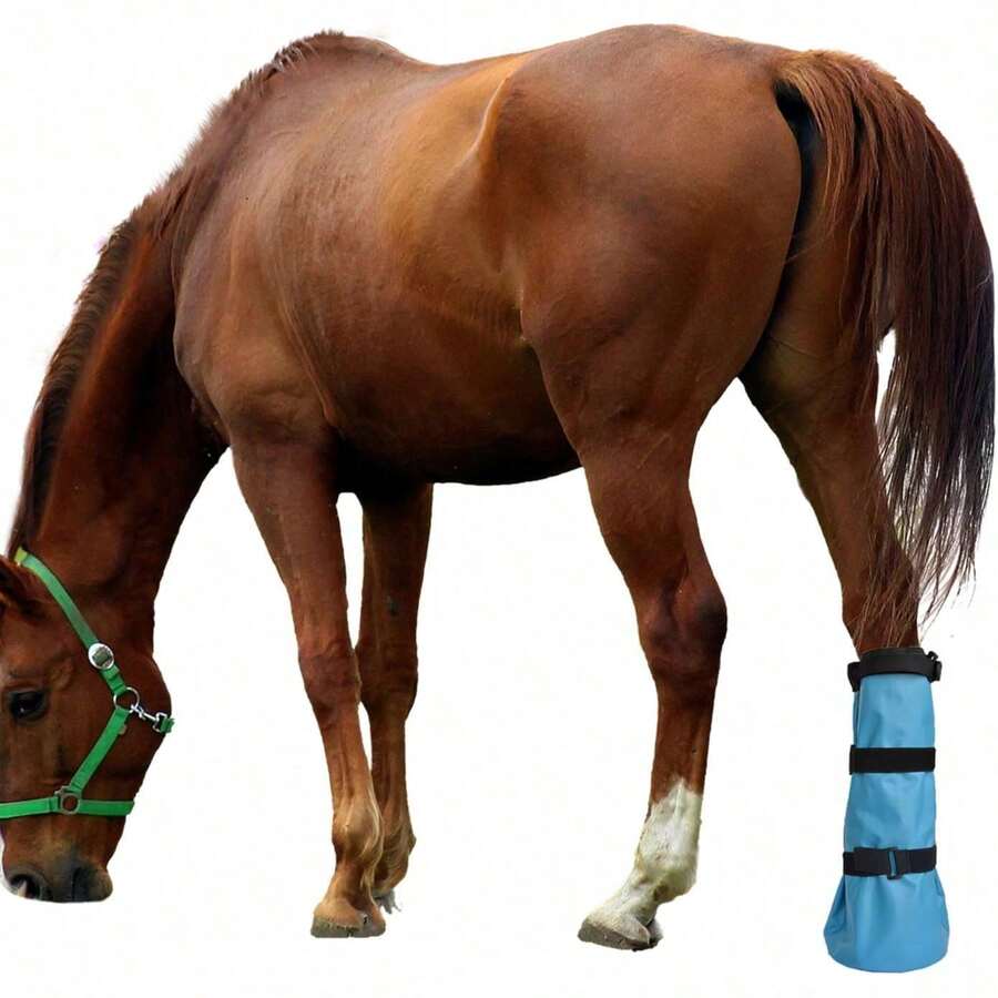 1/2 Paquete de Botas Reutilizables a Prueba de Fugas para Remojo de Cascos, Bolsas de Tratamiento de Cascos con Almohadilla de Amortiguación EVA y Banda Elástica para el Cuidado y Tratamiento de Cascos de Caballos