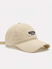 1pc Boston 1630 Embroidered Baseball Cap, Classic Vintage Washed Dad Hat, Lightweight Breathable Adjustable Unisex Summer Hat, Suitable For Travel And Casual Daily Wear - A - View 14