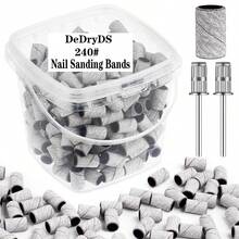 DeDryDS Cincin Penggosok Kuku Ultra Halus 240 Grit, 200 buah, Warna Pink, Cincin Penggosok Kuku Profesional dan 2 Mata Bor Kuku, Cocok untuk Perawatan Kuku dan Kaki - MultiWarna - View 9