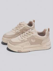 Flipark Women's Outdoor Sports Shoes, White Breathable Casual Platform Sneakers, Spring Autumn New Style - Khaki - View 5